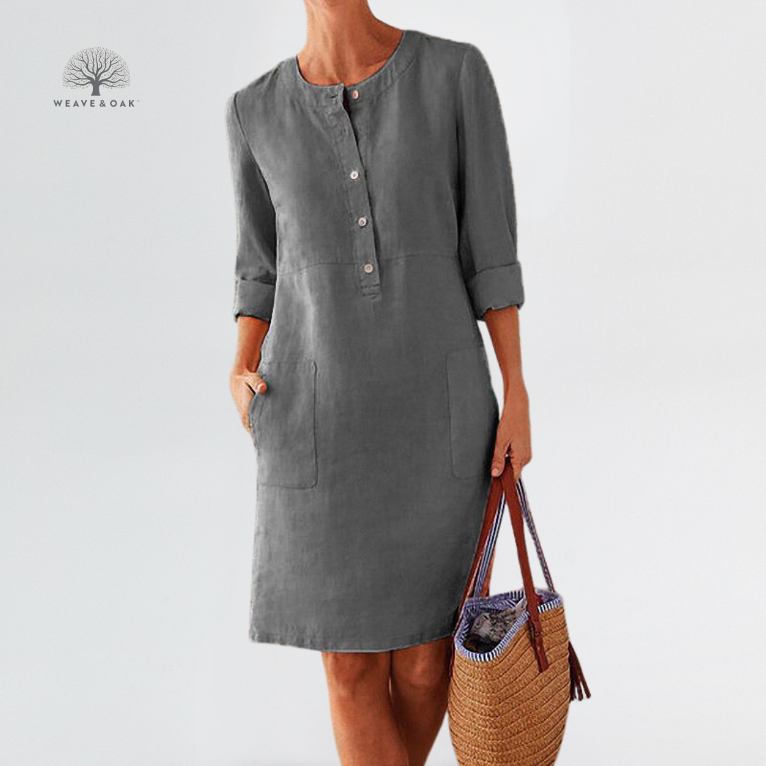 Elara | Breathable Cotton-Linen Pocket Dress