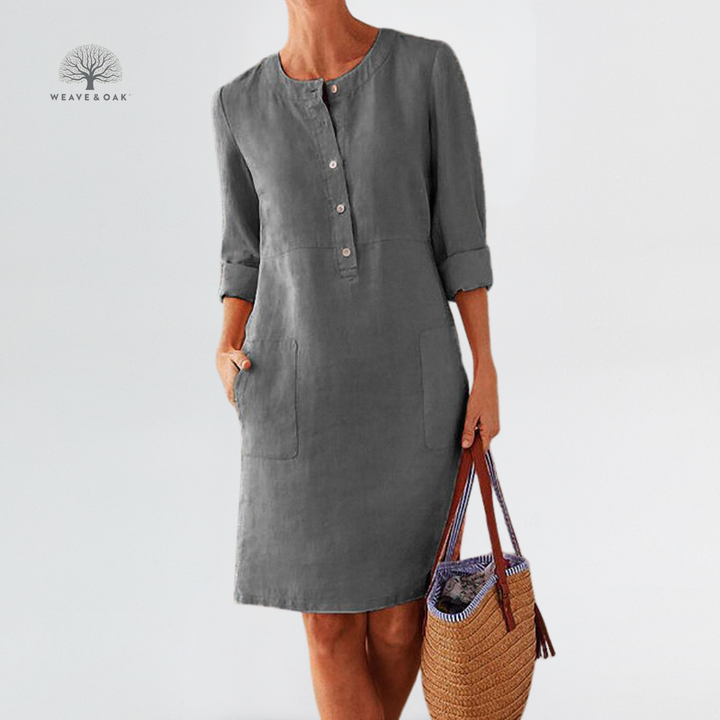 Elara | Breathable Cotton-Linen Pocket Dress