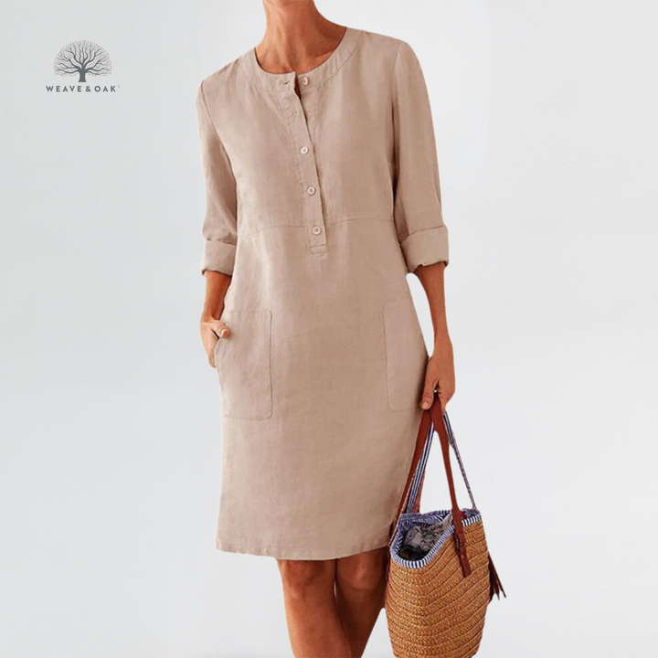 Elara | Breathable Cotton-Linen Pocket Dress