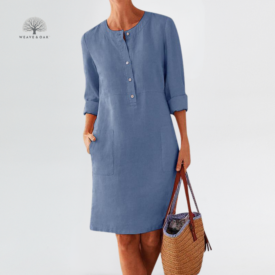 Elara | Breathable Cotton-Linen Pocket Dress