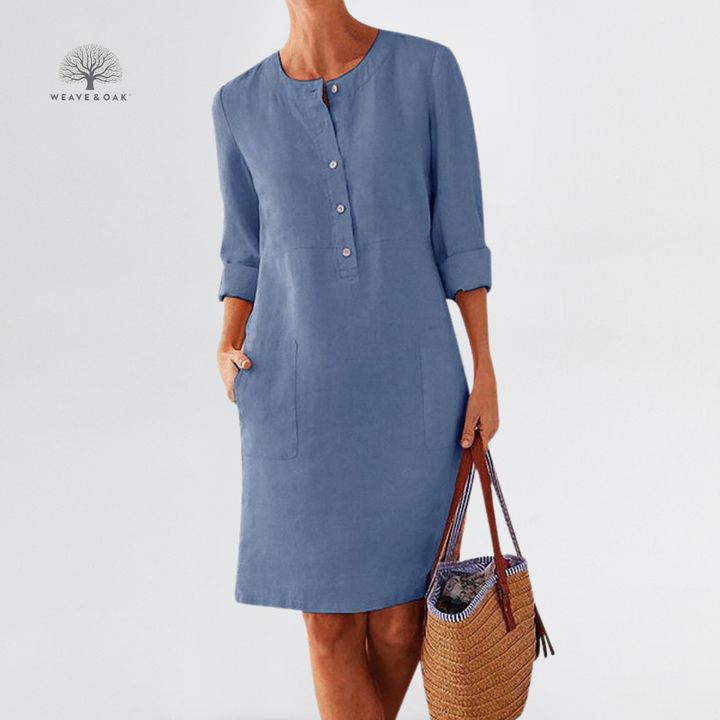 Elara | Breathable Cotton-Linen Pocket Dress