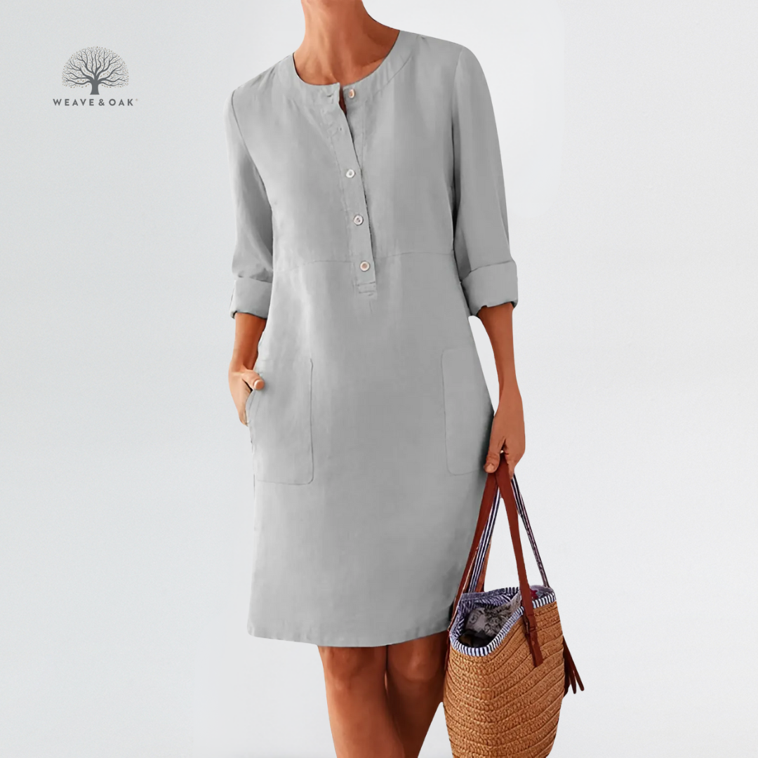 Elara | Breathable Cotton-Linen Pocket Dress