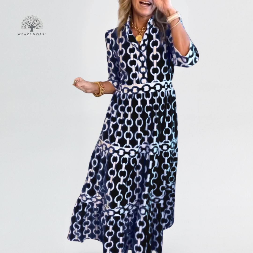 Aria | Bold Chain Print Flattering Maxi Dress
