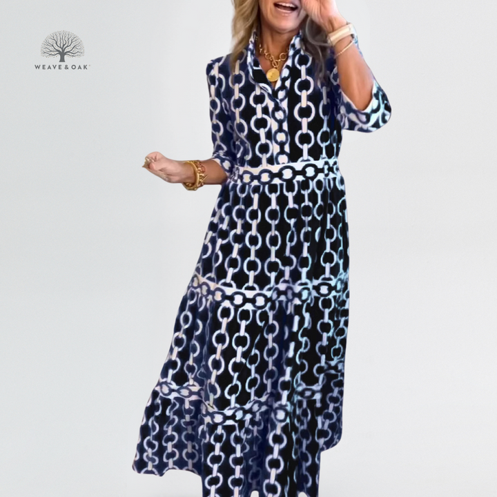 Aria | Bold Chain Print Flattering Maxi Dress