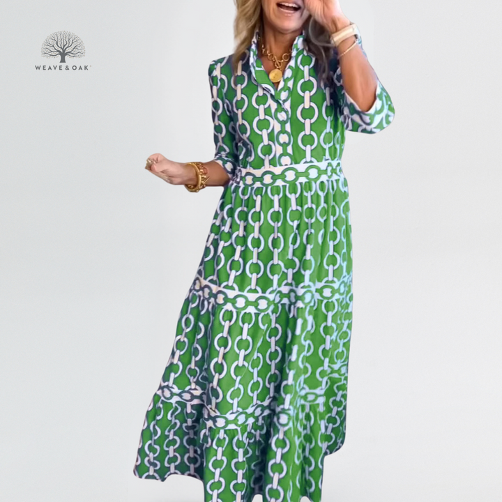 Aria | Bold Chain Print Flattering Maxi Dress