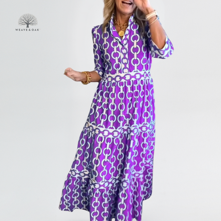 Aria | Bold Chain Print Flattering Maxi Dress