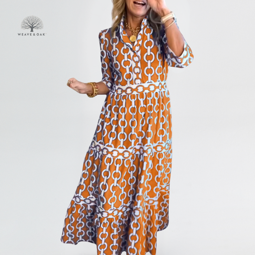 Aria | Bold Chain Print Flattering Maxi Dress