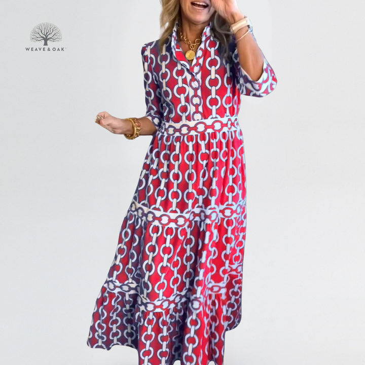 Aria | Bold Chain Print Flattering Maxi Dress