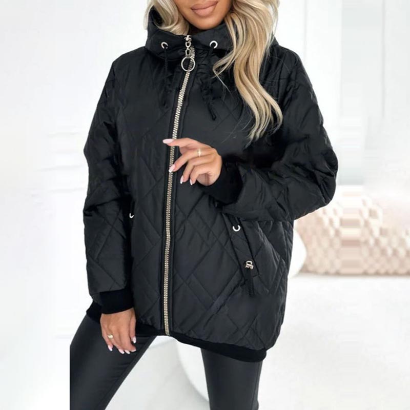 Kialina – Quilted Parka with Hood and Front Zipper