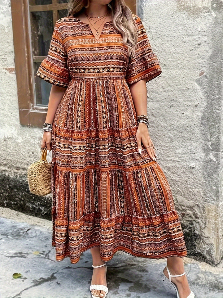 Sylpha - Elegant Ethnic Print Bohemian Dress
