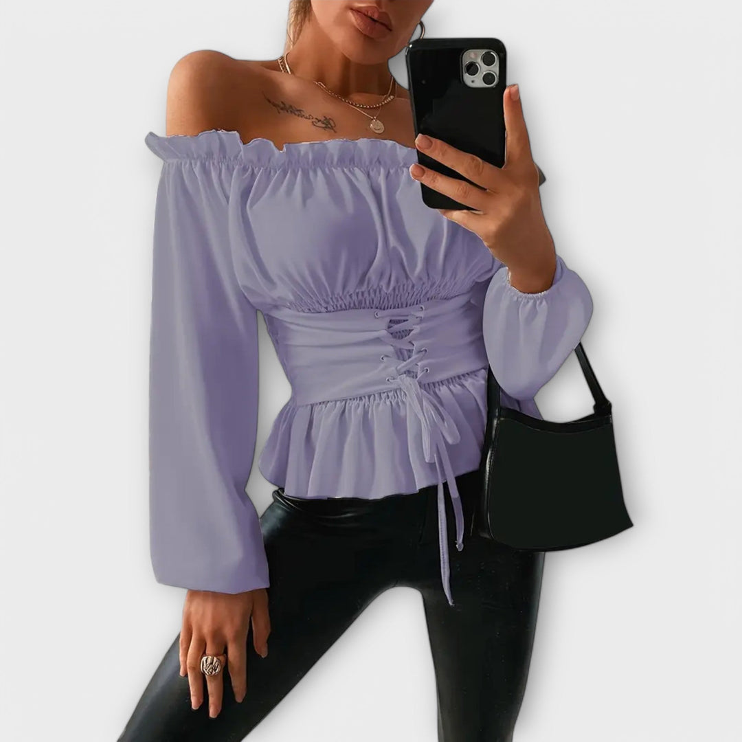 Amelia – Blouse with Ruffle Details