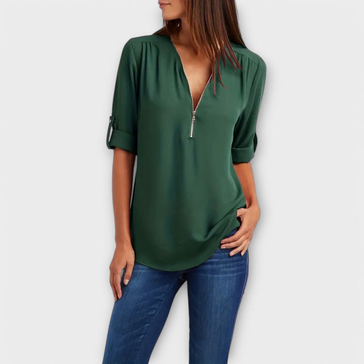 Olivia – The Relaxed V-Neck Blouse