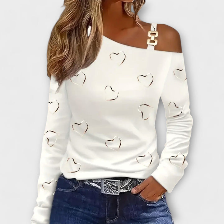Evelyn – Casual Long-Sleeved T-Shirt with Heart Print
