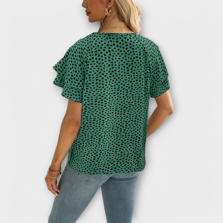 Samantha – Blouse with Ruffle Details and Round Neck
