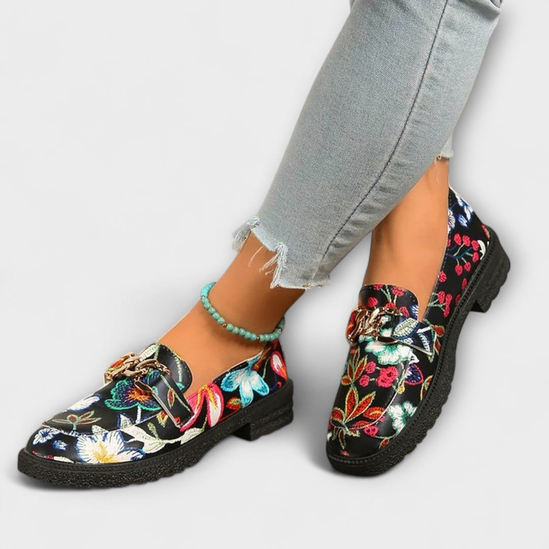 Orla – Multicoloured Loafers with Floral Pattern
