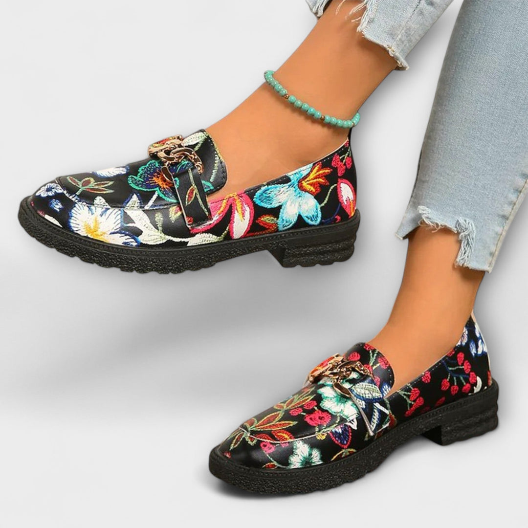 Orla – Multicoloured Loafers with Floral Pattern