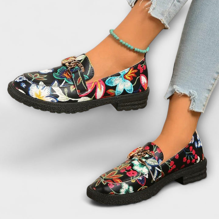 Orla – Multicoloured Loafers with Floral Pattern
