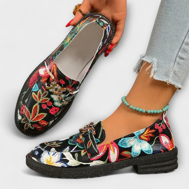Orla – Multicoloured Loafers with Floral Pattern