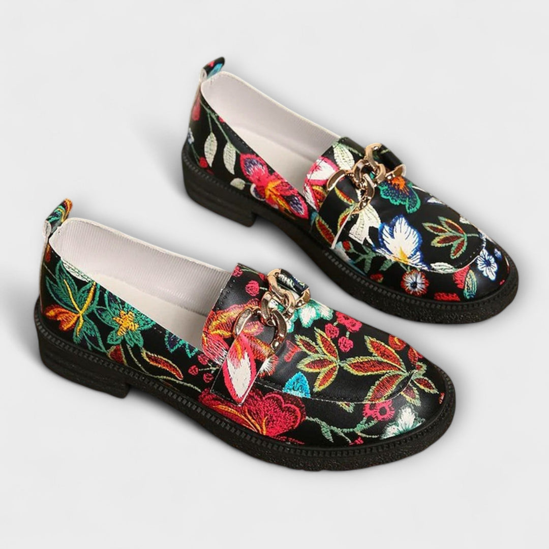 Orla – Multicoloured Loafers with Floral Pattern