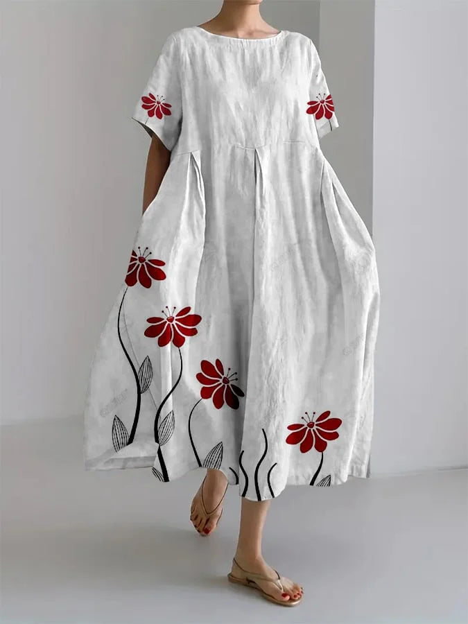 Zinnia - Relaxed Nature-Inspired Botanical Print Dress