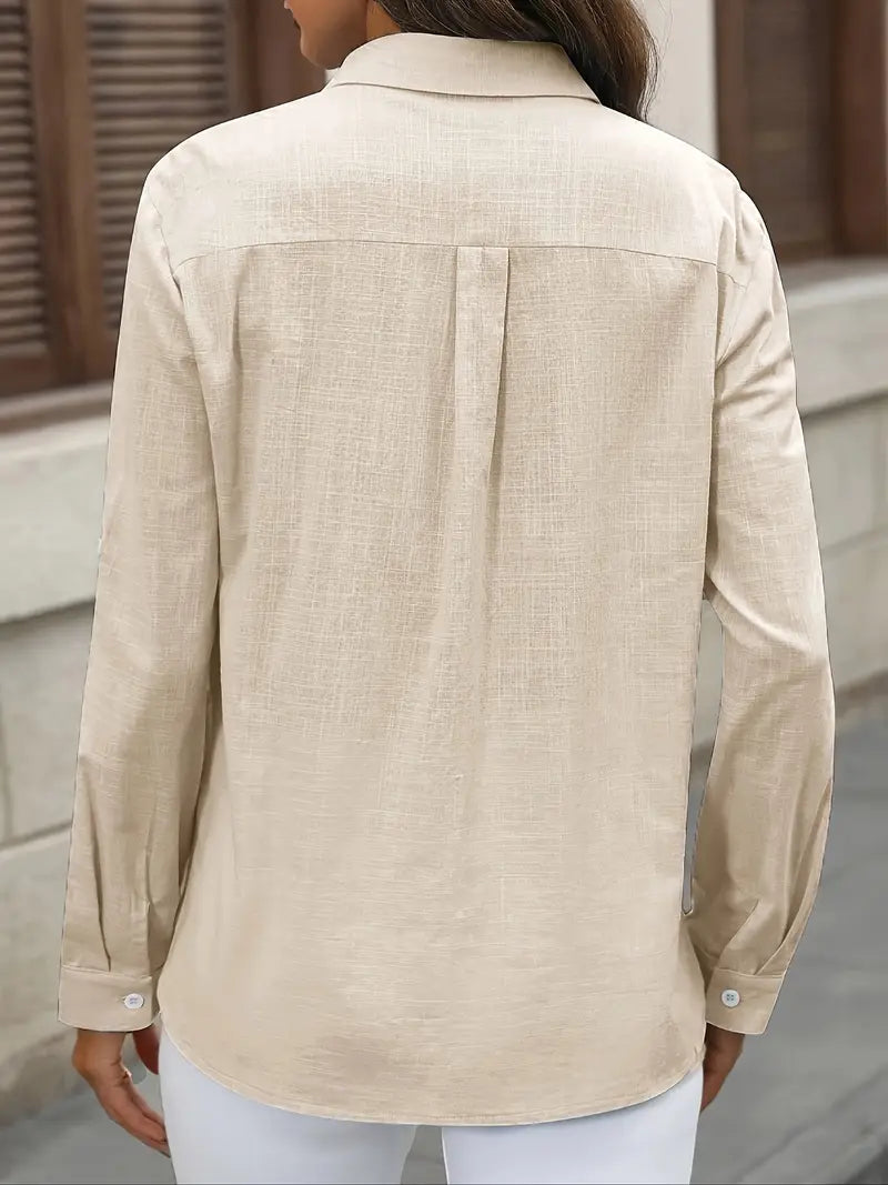 Athena - Cotton Shirt With Front Pockets