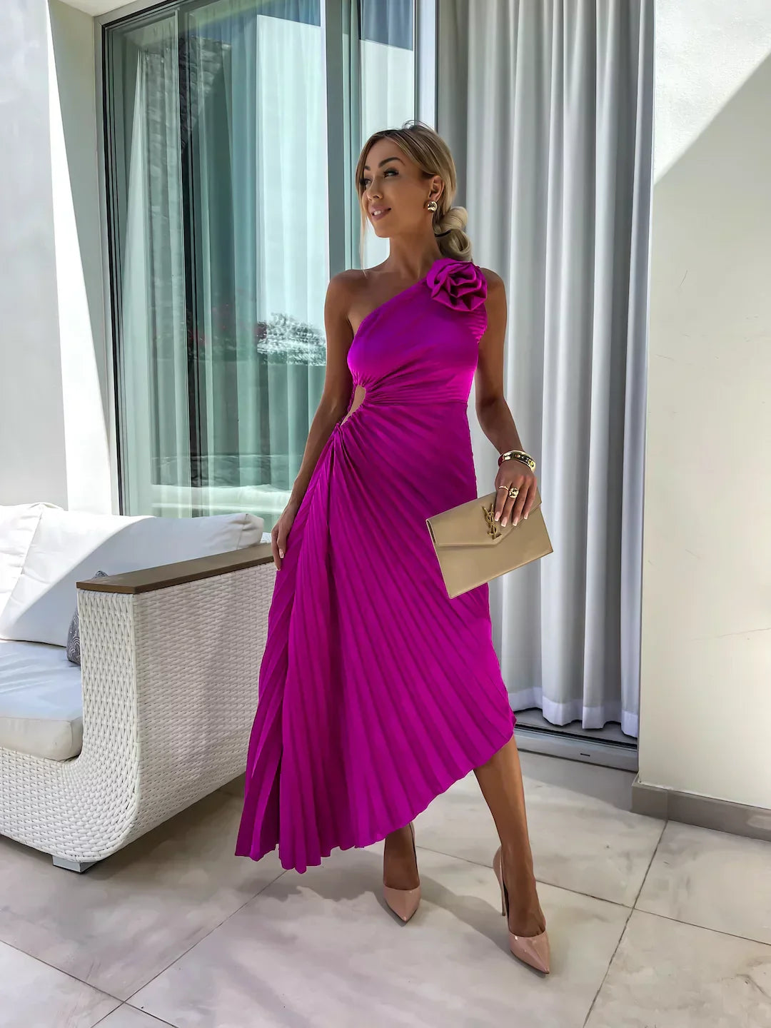 Lizbeth -  Flower Shoulder Maxi Dress