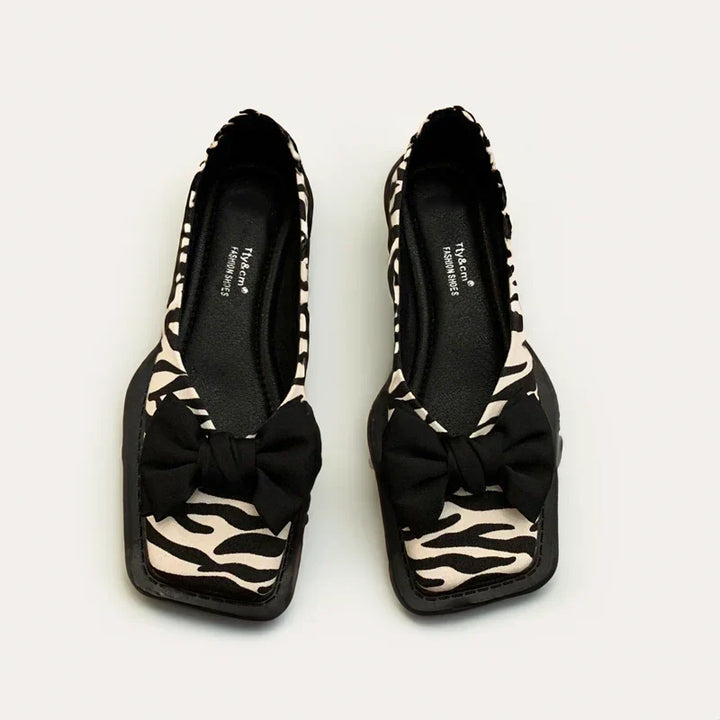 Lucia | Stylish Bow Detail Houndstooth Flats