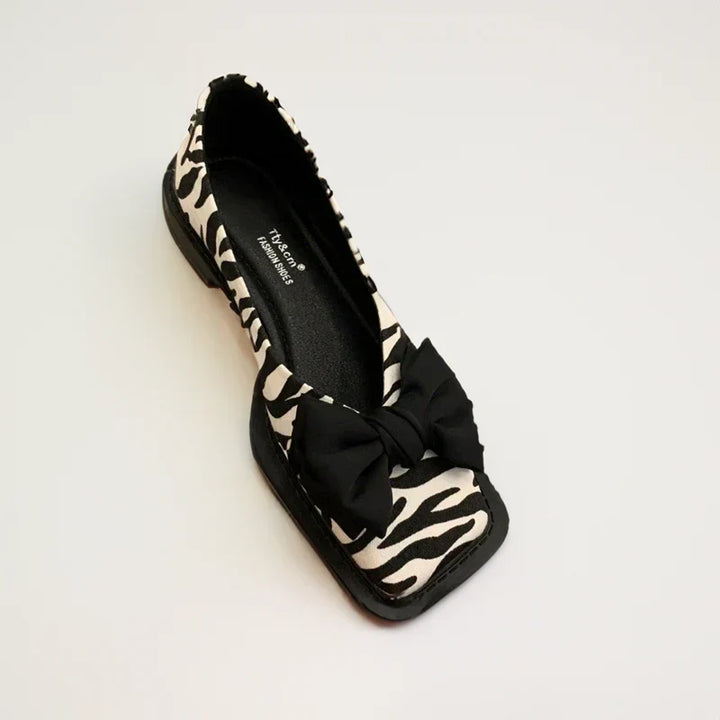 Lucia | Stylish Bow Detail Houndstooth Flats