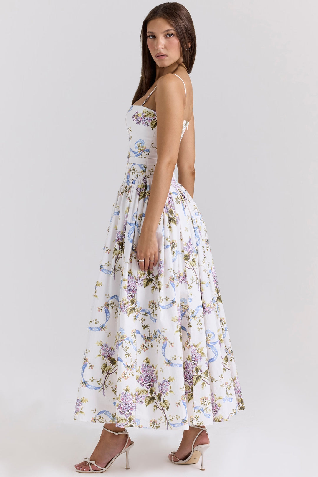Kessara - Elegant Floral Spaghetti Strap Summer Maxi Dress
