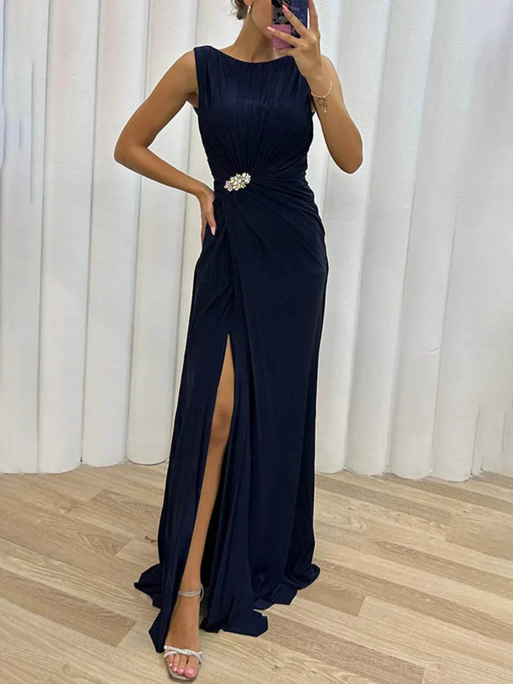 Lyla - Pleated Maxi Evening Dress
