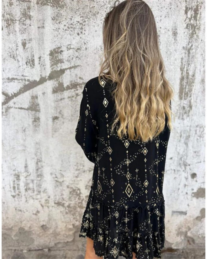 Winter - Women’s Loose Fit V-Neck Boho Dress