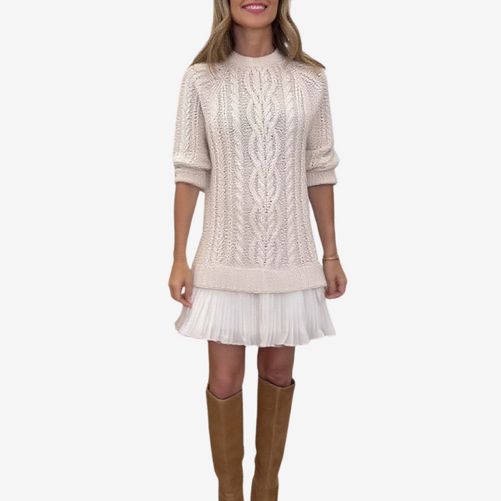 Zorina - Knit Sweater Dress with Pleated Skirt