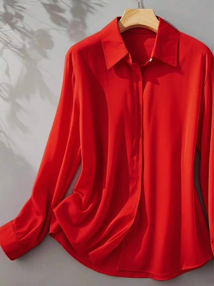 Elenochka - Stylish Long Sleeve Shirt with Button Placket