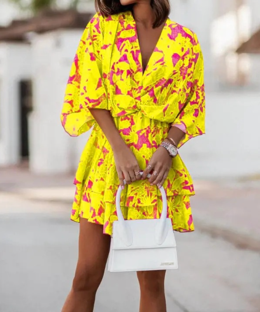 Gloria - Bohemian Floral Mini Dress