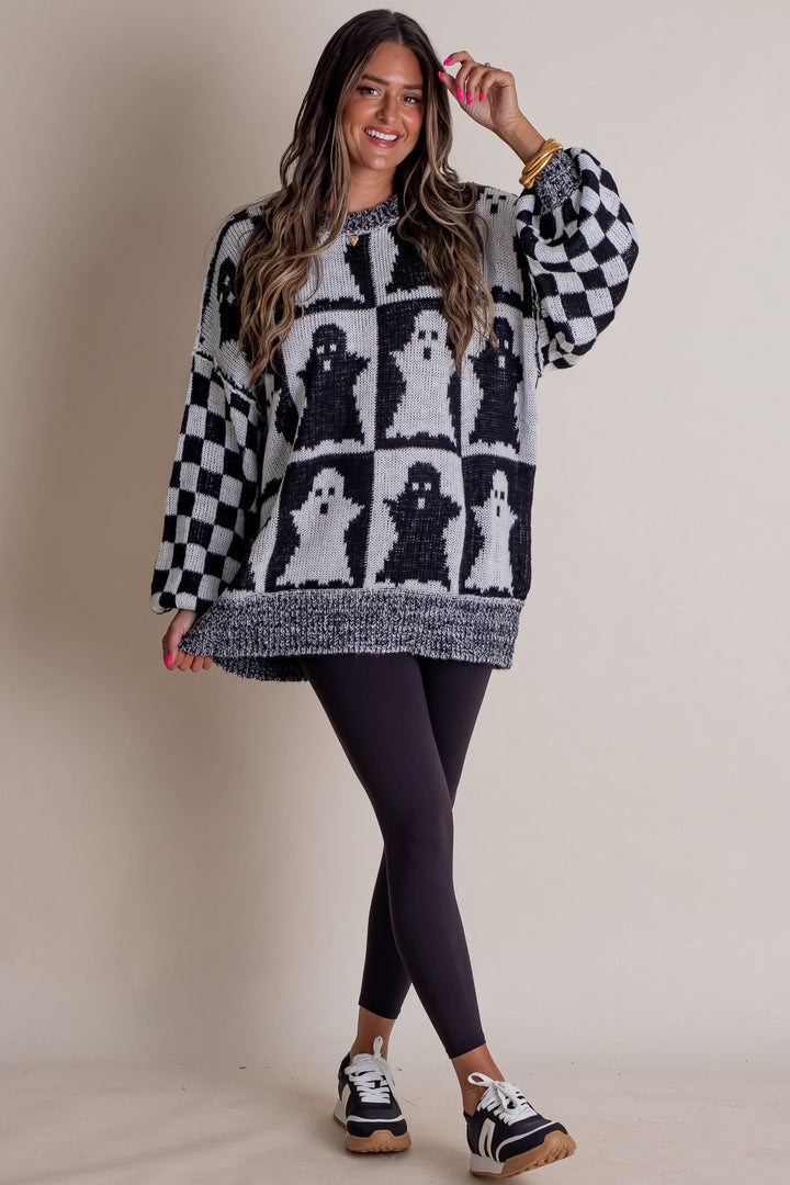 Spooky Season Checkered Sweater