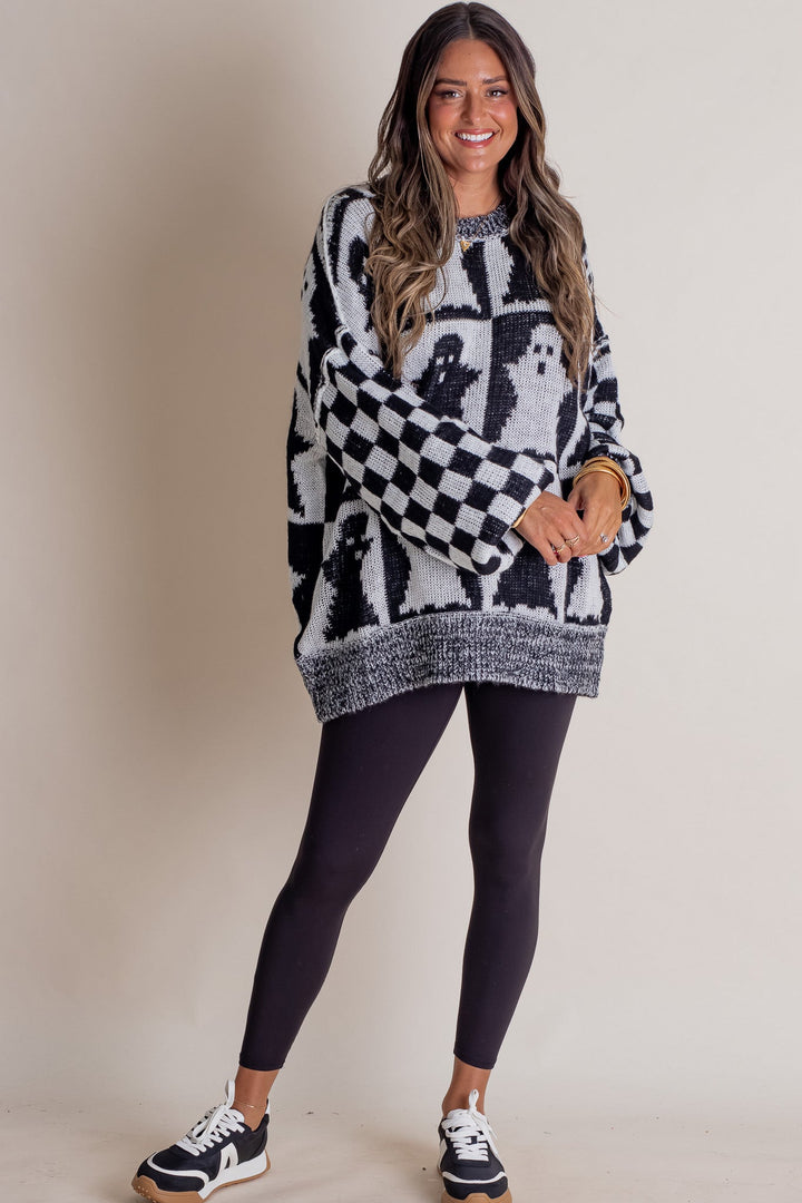 Spooky Season Checkered Sweater