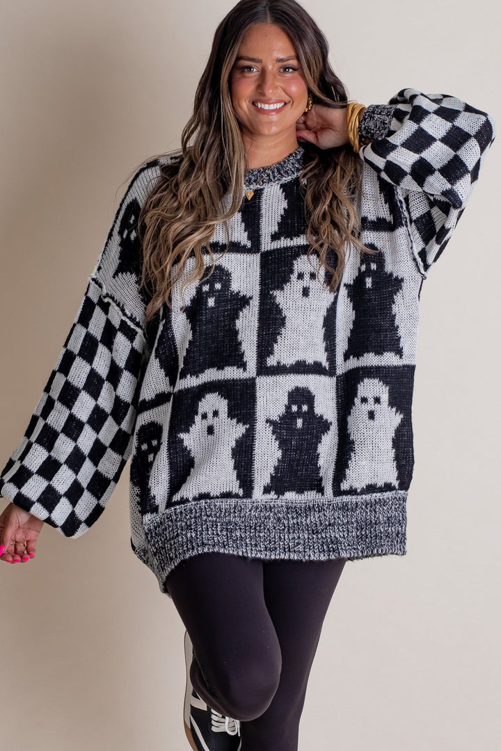 Spooky Season Checkered Sweater