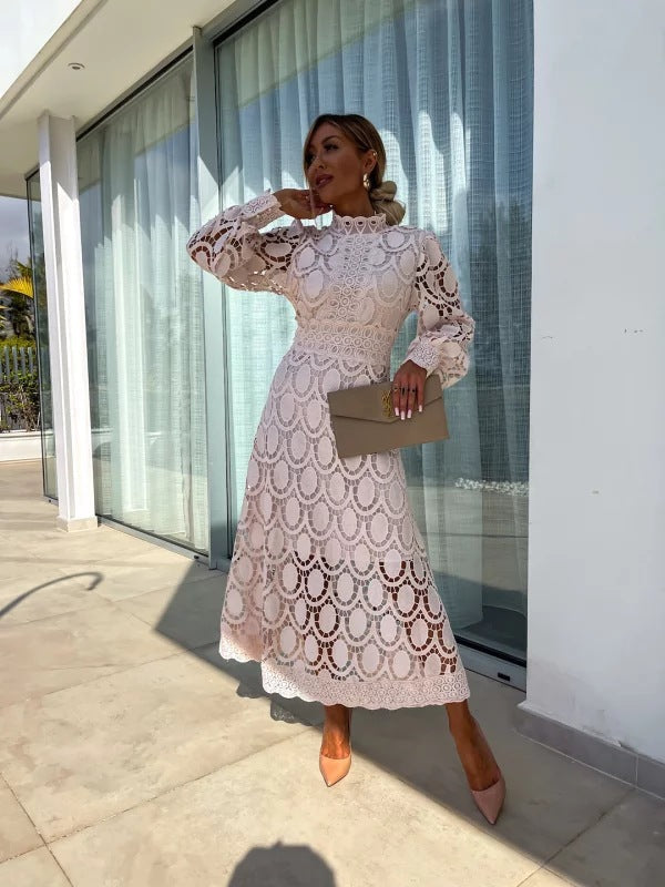 Luna™ – Celestial Harmony Lace Midi Dress
