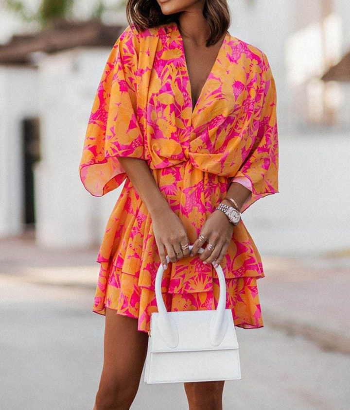 Gloria - Bohemian Floral Mini Dress