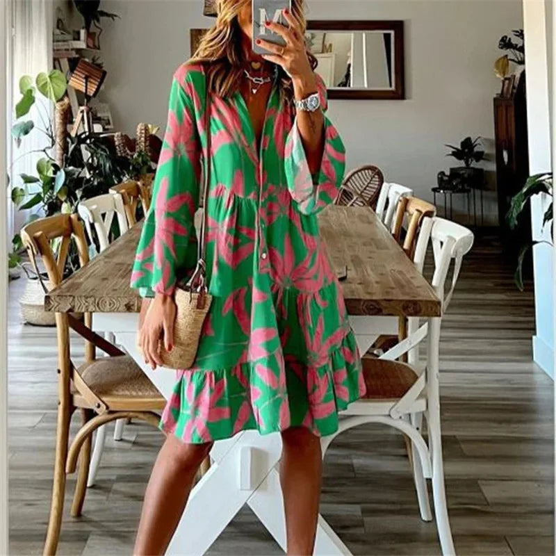 Nadia - Boho Bloom Midi Dress