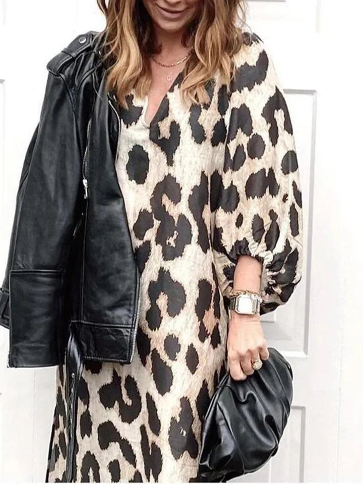 Imani - Leopard Print V-Neck Maxi Dress