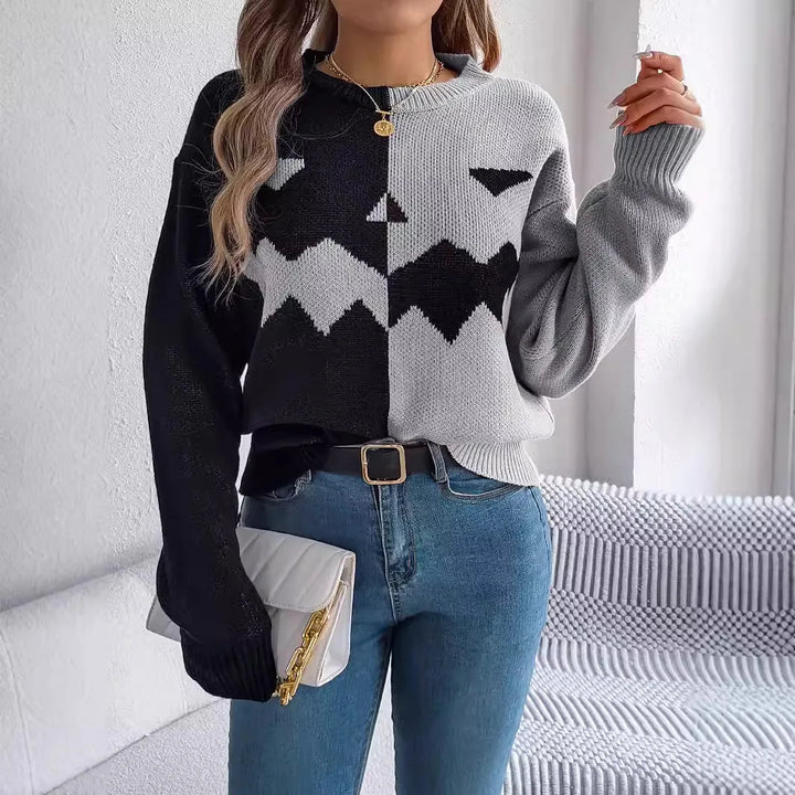 Jack O’ Lantern Colorblock Knit Pullover