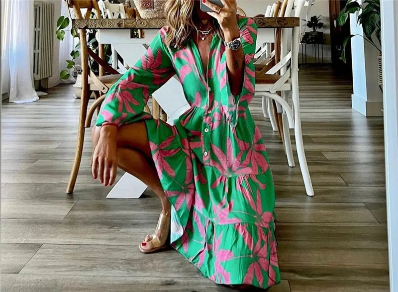 Nadia - Boho Bloom Midi Dress