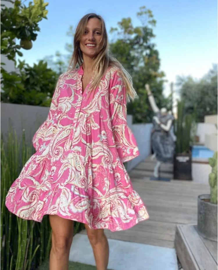 Nadia - Boho Bloom Midi Dress