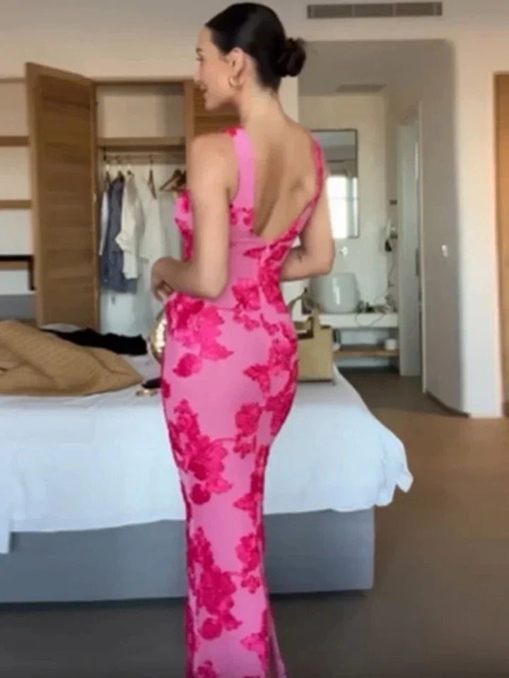 Maisie - Floral Mesh Bodycon Evening Dress