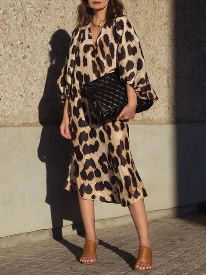 Imani - Leopard Print V-Neck Maxi Dress
