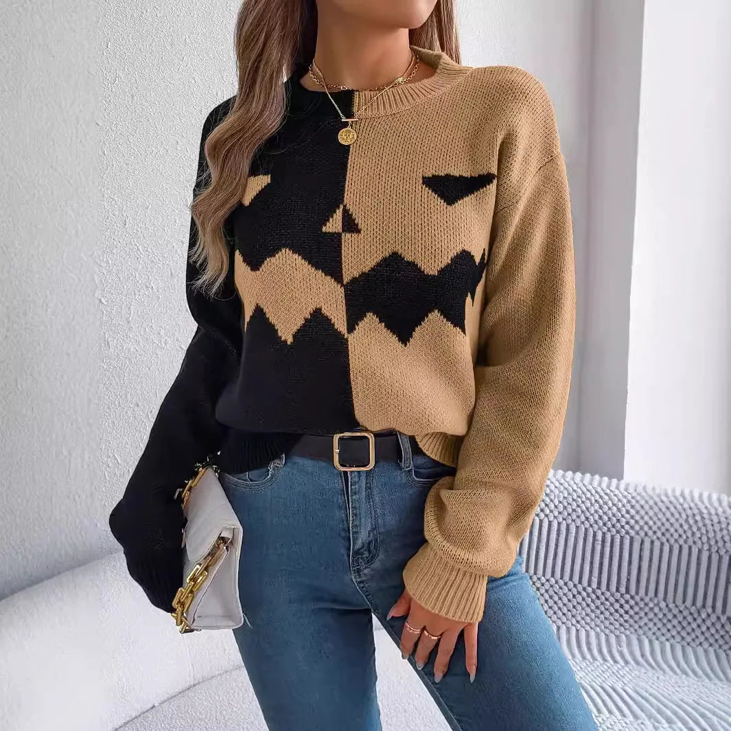 Jack O’ Lantern Colorblock Knit Pullover