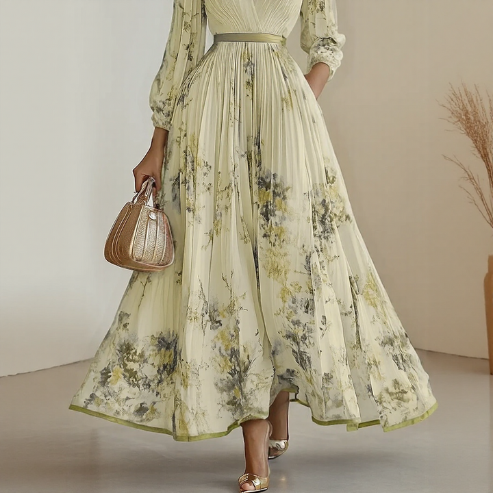 Roma-Elegant Pleated Maxi Dress