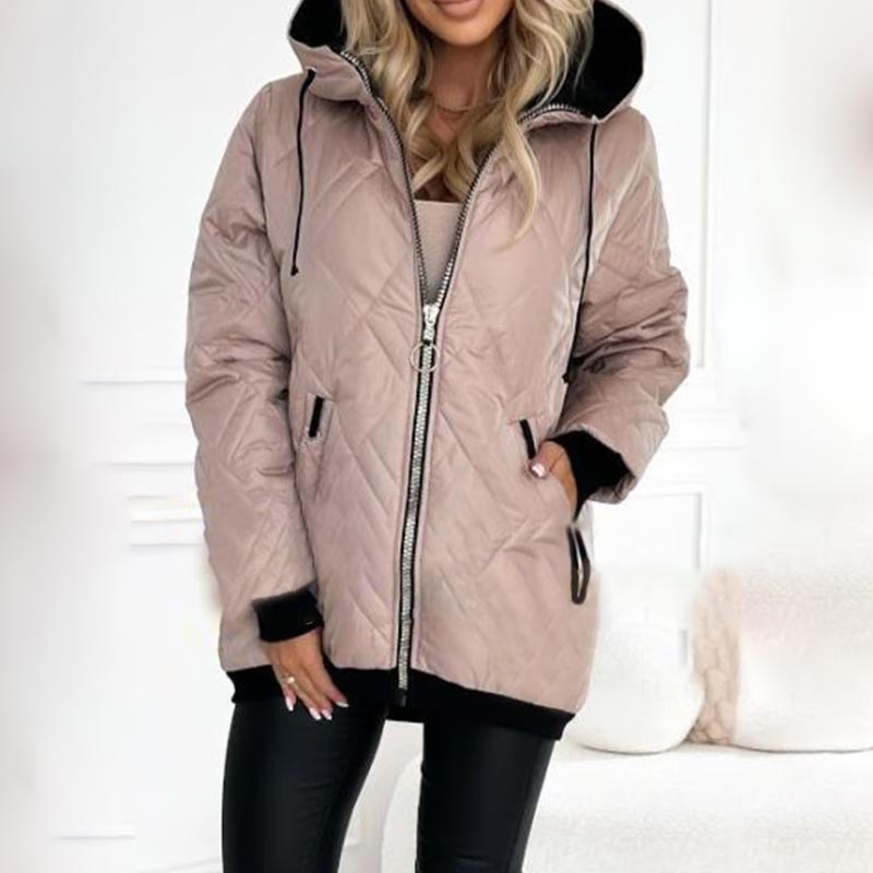 Kialina – Quilted Parka with Hood and Front Zipper