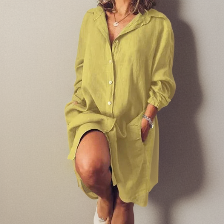 Nielle┃Midi Dress in Cotton and Linen